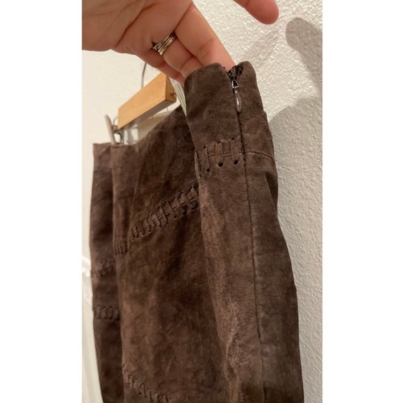 OUTFIT PETITE LEATHER Brown Mini Skirt - Picture 6 of 7